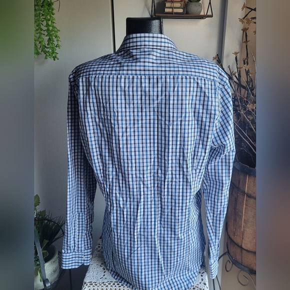 Banana Republic Men's Blue And White Checkered Slim Fit Shirt L - Picture 4 of 5